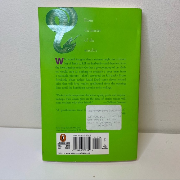FREE W PURCHASE Skin & Other Stories Roald Dahl Puffin Books Young Readers 2002 - Picture 7 of 9